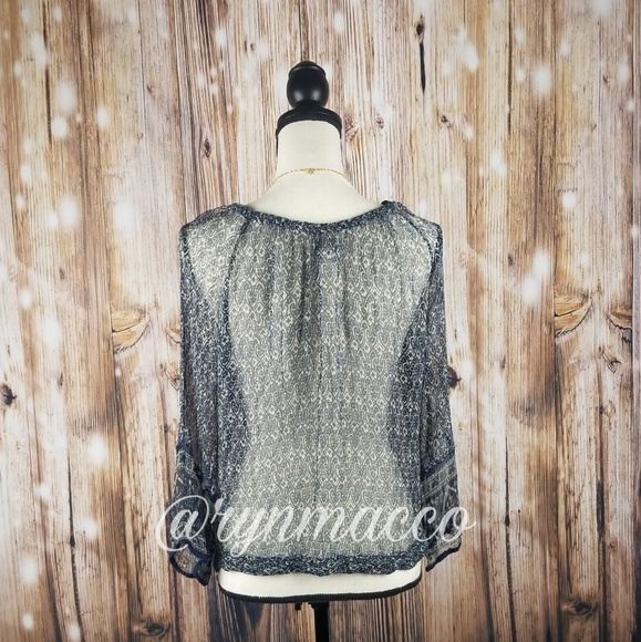 Lucky Brand/John Robshaw | Sheer Boho style blouse - Picture 2 of 8